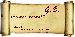 Grabner Benkő névjegykártya